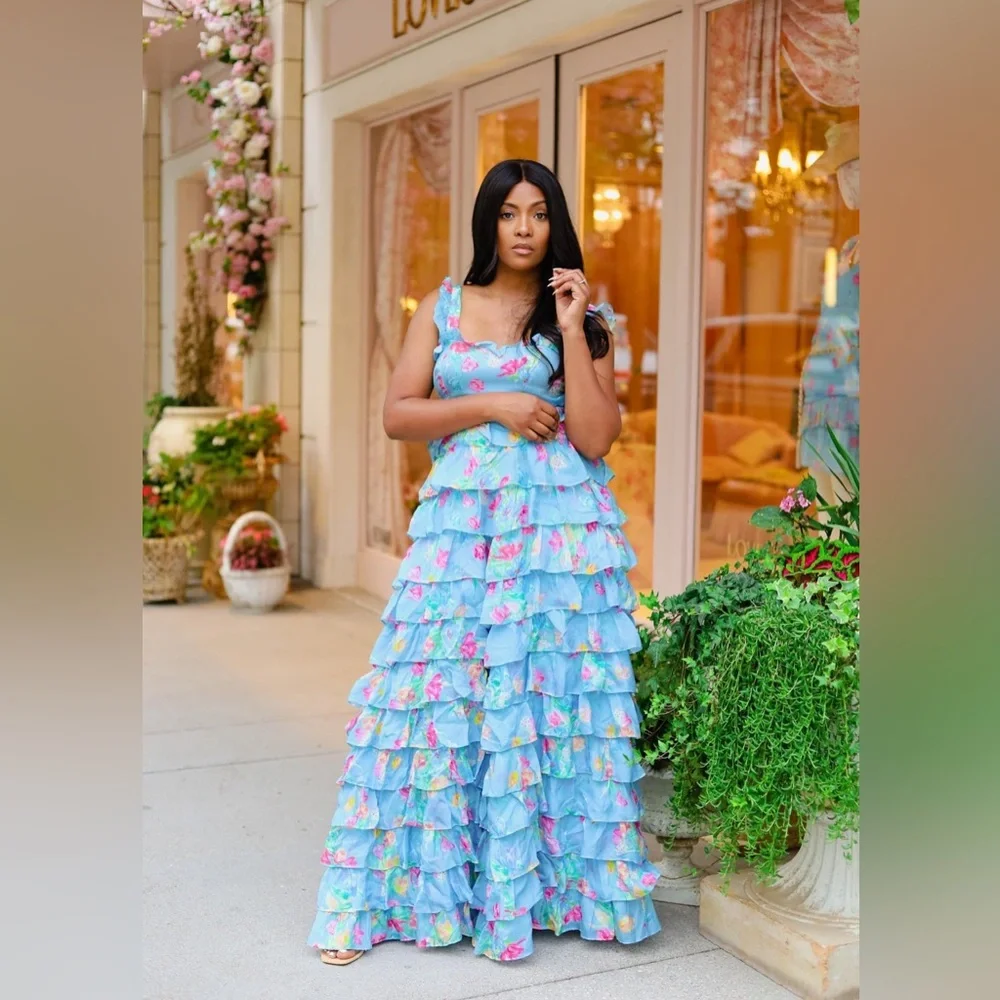 LoveShackFancy Idra Tiered Floral-print Voile Maxi Dress - 6 - Picture 3 of 5